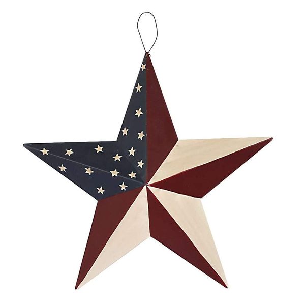 Patriotic Metal Barn Star Outdoor Indoor Hanging Wall Decor Star Ornaments 12inch