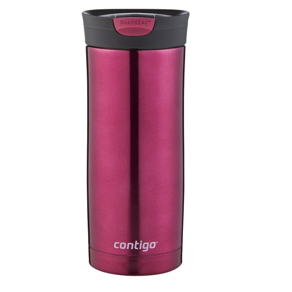 Contigo Huron Snapseal Travel Mug, Stainless Steel Thermal Mug, Vacuum Flask, Leakproof Tumbler, Coffee Mug with BPA Easy-Clean Lid, Vivacious, 470 ml