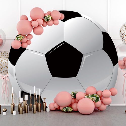 Leowefowa Soccer Round Backdrop Cover 7.2x7.2ft Soccer Field Football Fan Soccer Lover Round Background Cover Sports Theme Boy Baby Shower Polyester Birthday Party Banner Studio Prop Decor