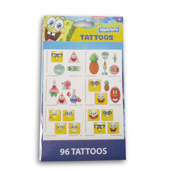 Bikini Bottom Sponge Square Pants Cartoon Temporary Tattoos - 96 Count