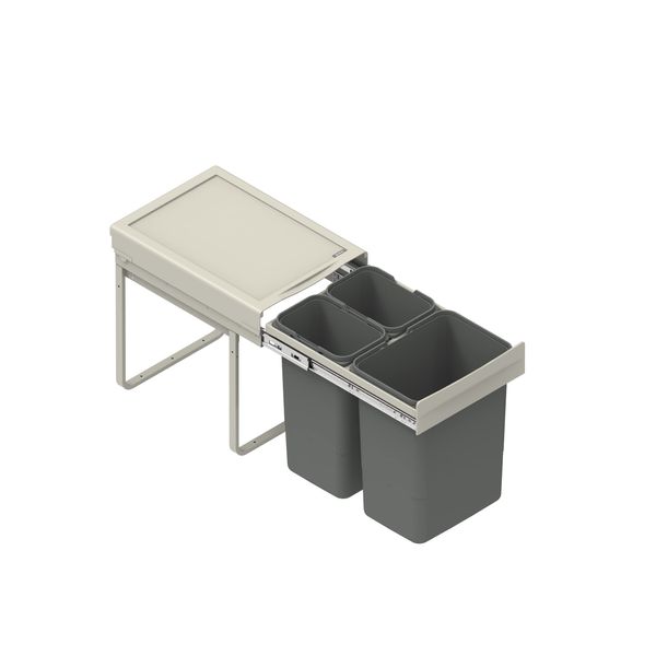 REJS RECYCLE BIN PULL OUT SOFT CLOSE KITCHEN WASTE BIN 400MM - 40 LTR (JC-601) (with front fixing brackets)