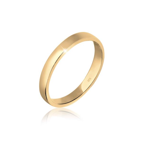 Elli Women's 925 Sterling Silver Gold Plated Xilion Cut Basic Ring, Size M