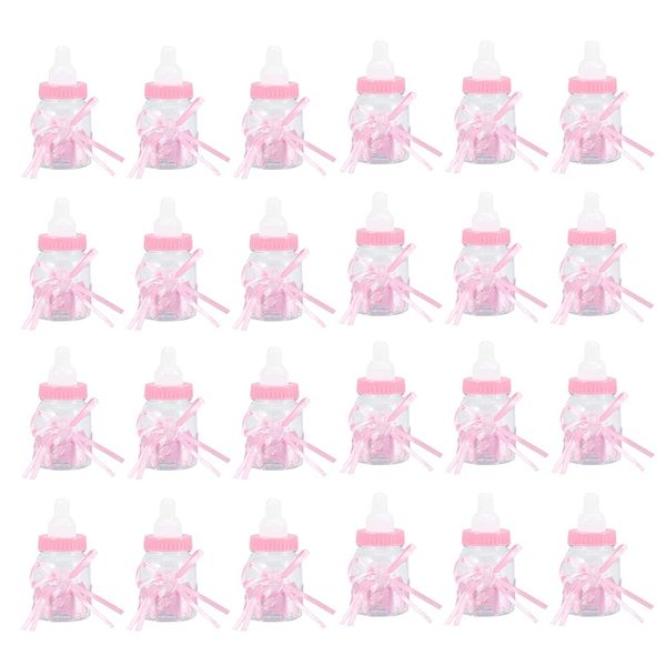 24Pcs Baby Bottles for Baby Shower,Baby Shower Bottles Fillable Bottles Girl Reusable Filling Candy Box Gift Box Candy Bottles Pink Feeding Bottle Sweets Favour Box for Sweets,3.5×1.6inch