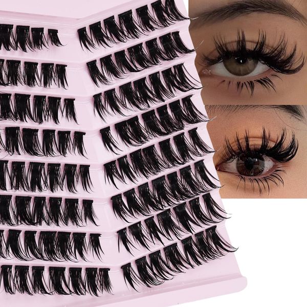 16mm Individual Cluster Lashes Extension Eyelashes Wet Makeup look Fluffy Mink Lashes for Japanese Manga Anime Cosplay False lashes by AUGENLI (02)