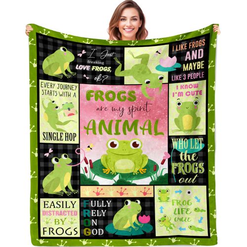 QOJUYO Frog Gifts for Women/Men Throw Blanket 60"x50", Frog Themed Gifts for Frogs Lover