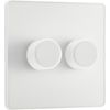 BG Electrical Intelligent Double Wall Dimmer Switch, 2 Way, Screwless Front Plate, Evolve, Pearlescent White, 200W, PCDCL82W