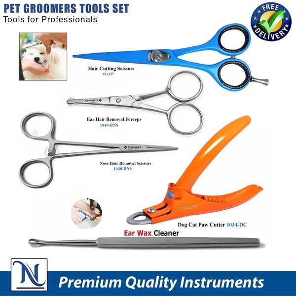 All-in-One Pet Grooming Set Nail Clippers Scissors Ear Wax Cleaner For Dogs Cats