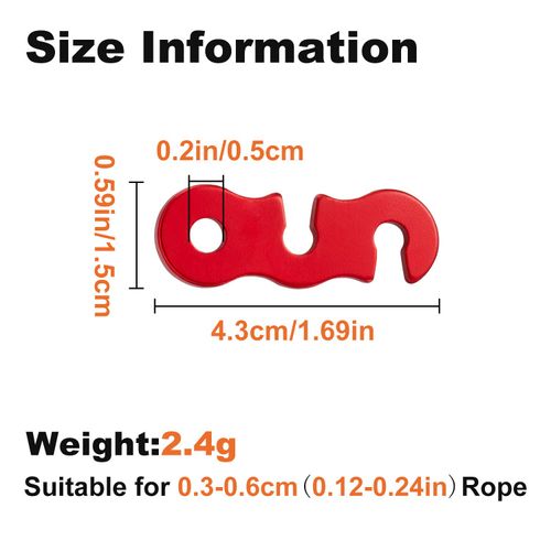 SATINIOR 20 Pieces Guyline Tensioner Aluminum Alloy Guy Line Cord Adjusters Tent Rope Tensioners Paracord Tensioner for Outdoor Tent Camping Hiking Accessories (Red)