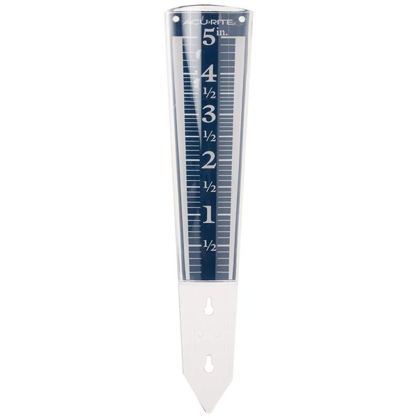 AcuRite 5" Capacity Easy-to-Read Magnifying Acrylic, Blue (00850A2) Rain Gauge