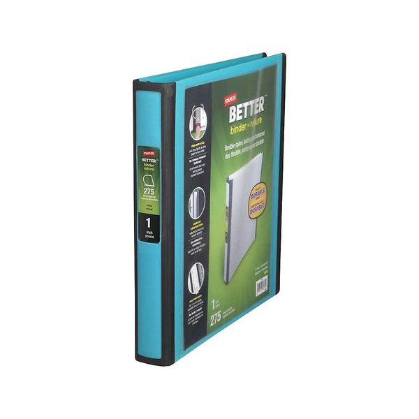 STAPLES Better 1-Inch D 3-Ring View Binder – Holds up to 275 Sheets, Heavy Duty Binder with a Wide Design, 1 Interior Pocket, Perfect 3-Ring Binder for Reports, Projects & More