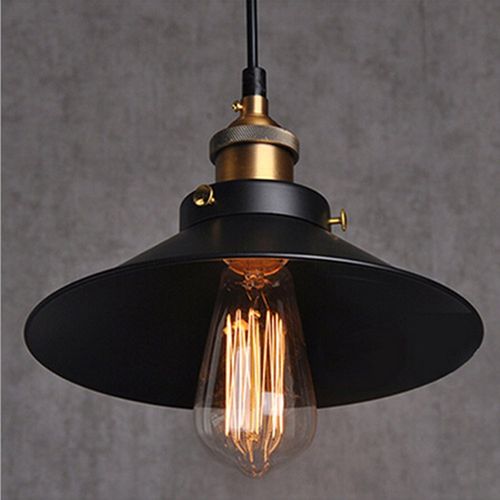 Chrasy Retro Pendant Light Shade Vintage Industrial Ceiling Lighting LED Restaurant Loft Black Lamp Shade Kitchen Coffee-Shop Chandelier E27 Base