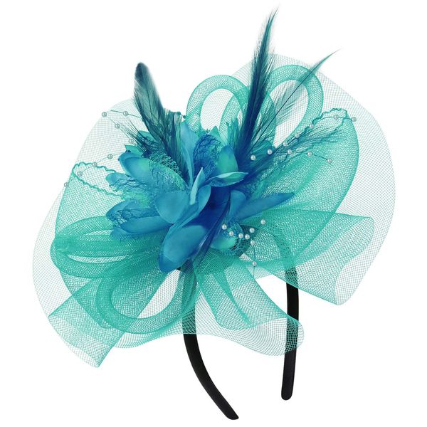 Fascinator Hat Headband Feather Mesh Flower Party Headwear Vintage Ascot Hats Burlesque Flower Derby Hat with Clip Hairband Women Ladies Cocktail Tea Party Wedding Halloween Accessories