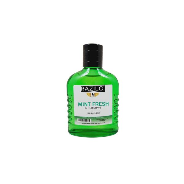 Mint After Shave for Men Splash On 3.4oz / 100ml Green Glass Bottle. (Razilo Mint Fresh)