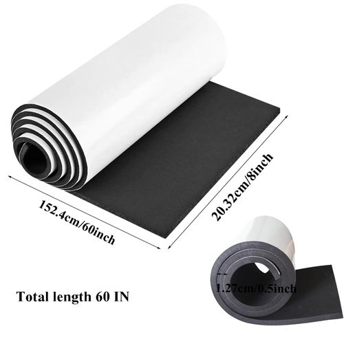 Foam Padding Adhesive,Closed Cell Foam Sheet Roll 60x8x0.5 Inch Multi-Function Insulating Foam Board, Soundproofing, and Weatherproof for DIY Projects, Multi-Function Soundproof Rubber Mat - Black