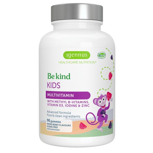 Advanced Kids Multivitamin Gummy, Methylated Formula with Active B-Vitamins & Vitamin D, Clean Ingredients, Age 4+, Sugar Free Berry Flavour, 90 Vegan Gummies, by Igennus