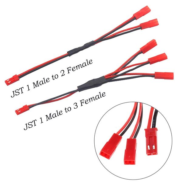 6PCS JST Plug Splitter JST Male Female Y Cable JST Y Parallel Adapter Harness JST to JR Adapter for Traxxas TRX-4 1/10 RC Car Crawler Truck Cooling Fan ESC Battery Motor