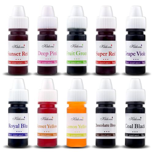 Soap Dye Soap Making Set - 10 Liquid Colors for Soap Coloring,Coal Black, Royal Blue,Chocolate Brown,Lemon Yellow,Fruit Green,Sunset Red,Sunset Yellow,Deep Pink,Super Red and Grape Violet