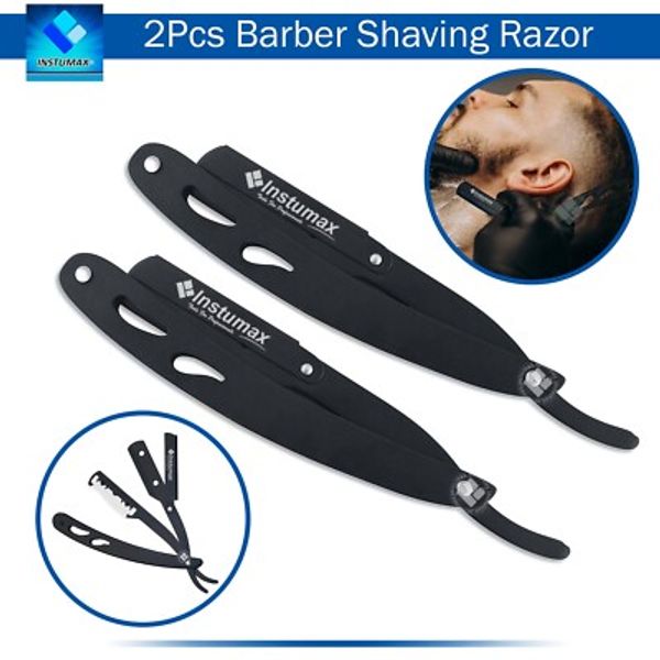 2Pcs Professional Barber Shaving Razor Straight Edge Folding Razor