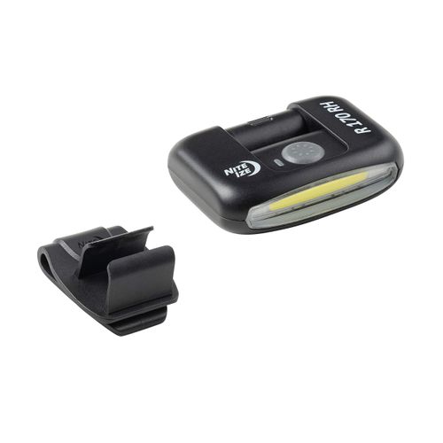 Nite Ize Radiant 170 Rechargeable Clip Light - Rechargeable Headlight for Hiking, Camping & More - Adjustable Headlamp for Hats & Straps - 170 Lumen Light - Black