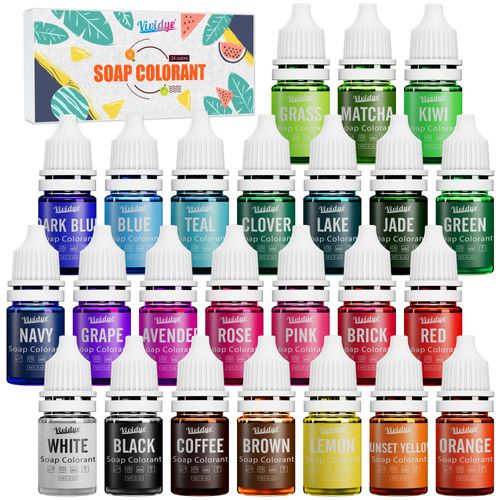 Soap Dye - 24 Color Food Grade Skin Safe Coloring for Bath Bomb and DIY Making Supplies - Liquid Concentrated Colorant Kit for Handmade Soaps and Crafts
