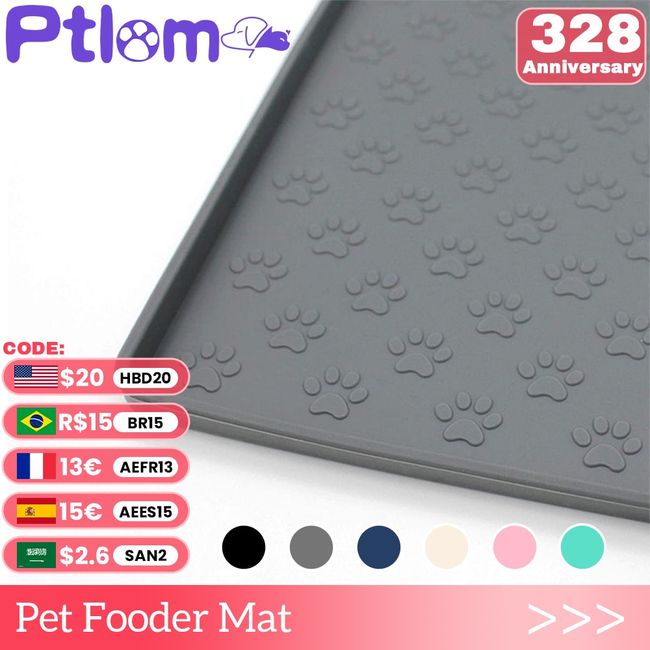 Pet Puppy Silicone Feeding Food Mat Dog Cat Non Slip Bowl Waterproof  Placemat US