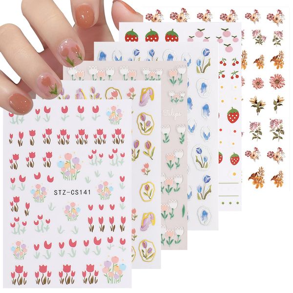 6 Fogli Adesivi Unghie Fiori, 5D Autoadesivo Decalcomanie Nail Stickers, Decorazioni Unghie Donne, Nail Art Stickers Fiori Adesivi, Per Unghie Decalcomanie, Decorazione Unghie Nail Art Fai Da Te