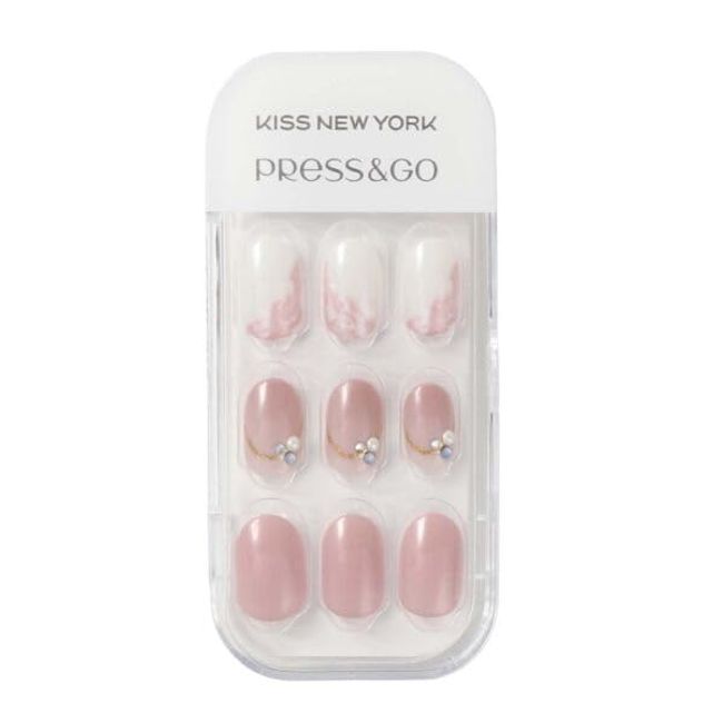 KISS NEW YOROK [Official] Nail Tip, Press & Go Luxury, Cute, Stylish ([54] Press and Go Luxury LPG54J, For Finger Use, Multicolor)