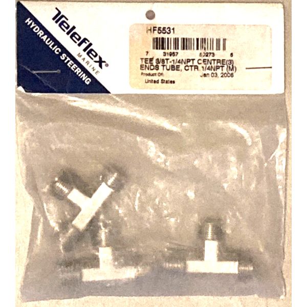 Teleflex Hydraulic Steering Tee 3/8T-1/4”Npt 3 Pack HF5531