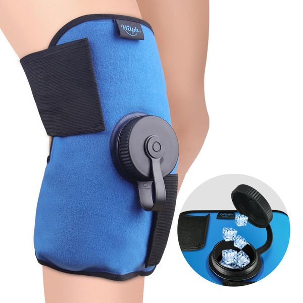 Hilph Refillable Ice Bag Wrap for Knee Injuries, Long-Lasting Cold Ice Pack for Knee Replacement Surgery, Pain Relief, Meniscus Tear, ACL, Swelling, Achy, Portable for Traveling, Trip and Outdoor