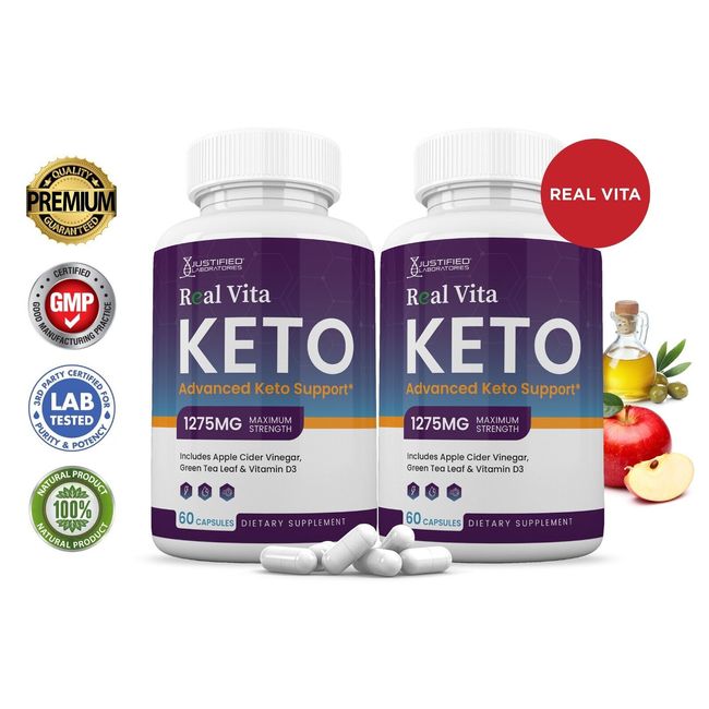 Real Vita Keto ACV Pills 1275 MG Stronger Than Gummies Keto Support 2 Pack