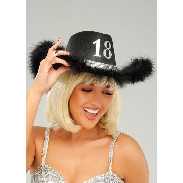 Struts Womens 18th Birthday Black Fluffy Cowboy Hat