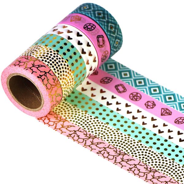 Gouert 6 Rolls Washi Tape Gold Dekoband Klebeband Buntes Gold Klebebänder