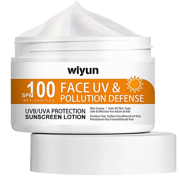 SPF 100 Face Cream With Hyaluronic Acid, Face Moisturiser For Face, Dark Spot Remover Cream For Face, Vitamin E Cream Protects Brightens And Evens Skin Tone, Anti Wrinkle Face Cream For Dry&Aging Skin