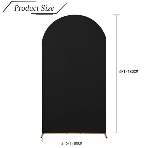 bricia Wedding Arch Backdrop Stand Cover, 6FT Double Sided Stretchy Arch Cover Fitted Wedding Birthday Party Banquet Decoration (Black 72''Lx31.2''W)