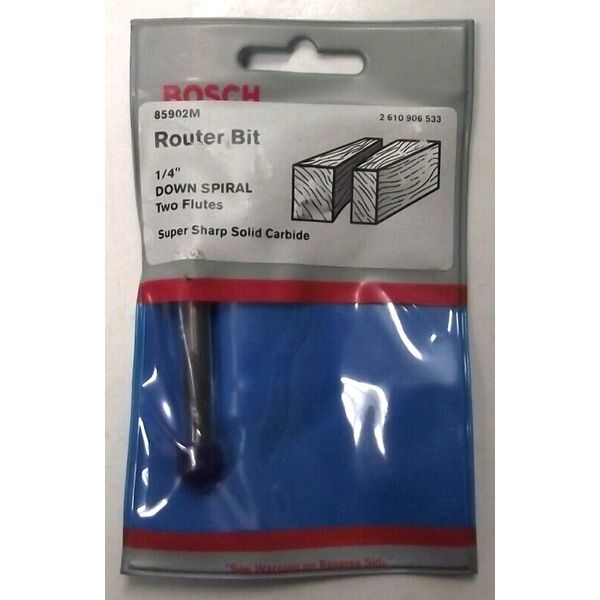 Bosch 85902M Solid Carbide 1/4" x 3/4 Down Spiral Double Flute 1/4" Shank USA