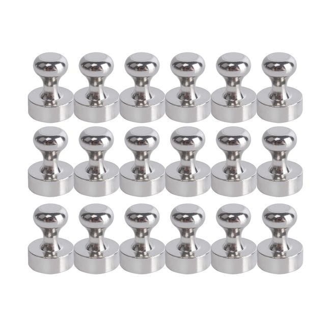 Super Strong Magnet Pins, Neodymium Magnets, Strong Magnets, Magnetic Push Pins, Whiteboard Magnets, Magnetic Hooks, Secures and Storage, Refrigerator Magnets Ideal for Whiteboards, Maps, Office, Classroom (18 Pack)