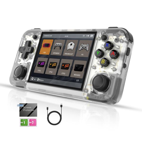 RG35XX H Handheld Game Console Linux System H700 3.5 inch IPS Screen 3300mAh Retro Video Gaming Console 5528 Classic Games Support 5G WiFi Bluetooth 4.2 (RG35XX H-White T)