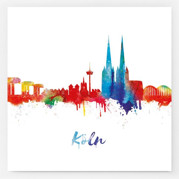 Kunstbruder Sticker Cologne Skyline Light 10.5 x 10.5 cm – Sticker with the Most Beautiful Panorama Pictures of the City of Cologne – Set of 5 (Various Variants)
