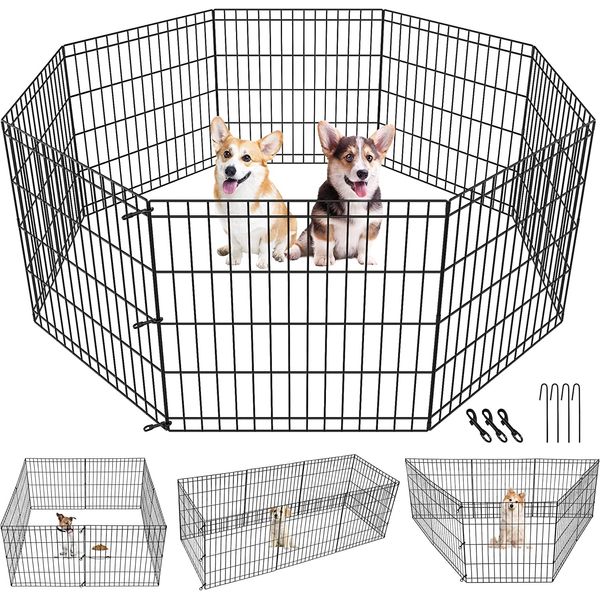 24/30/36/42/48 Inch Pet Playpen Puppy Playpen Dog Exercise Pen Indoor Outdoor Fo