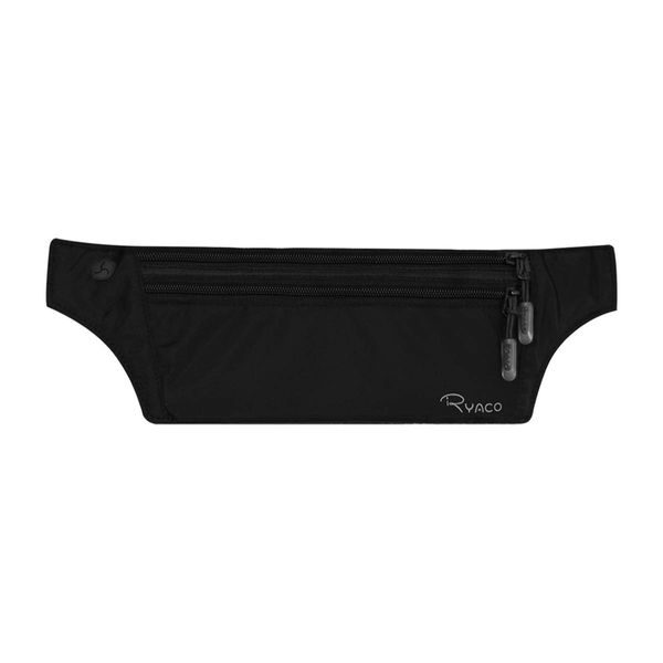 Ryaco Flache Bauchtasche Hüfttasche mit RFID Blocker für Damen und Herren, Reise Versteckbarer Geldgürtel Money Belt zum Sport Reisen Fitness oder Joggen für Geld, Karten, Pass, IDs Schwarz