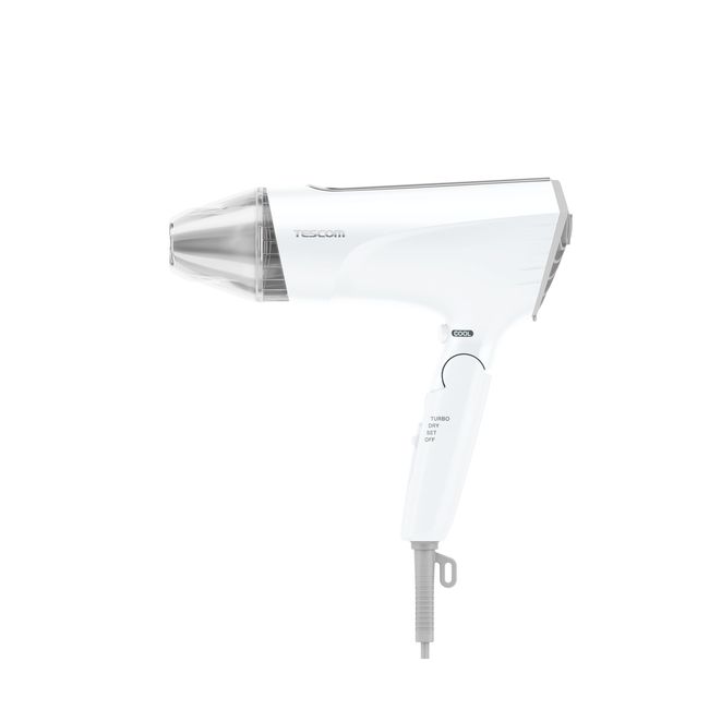 Tescom TID2400B-W Hair Dryer, Protected Ion, Foldable, Large Airflow, Quick Drying, Lightweight, Easy to Remove Plug, Speedom White