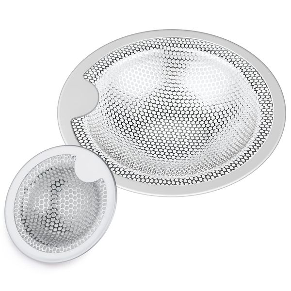 Unit Bath Washbasin Drain Garbage Strainer L and S Punching Stainless Steel Set of 2