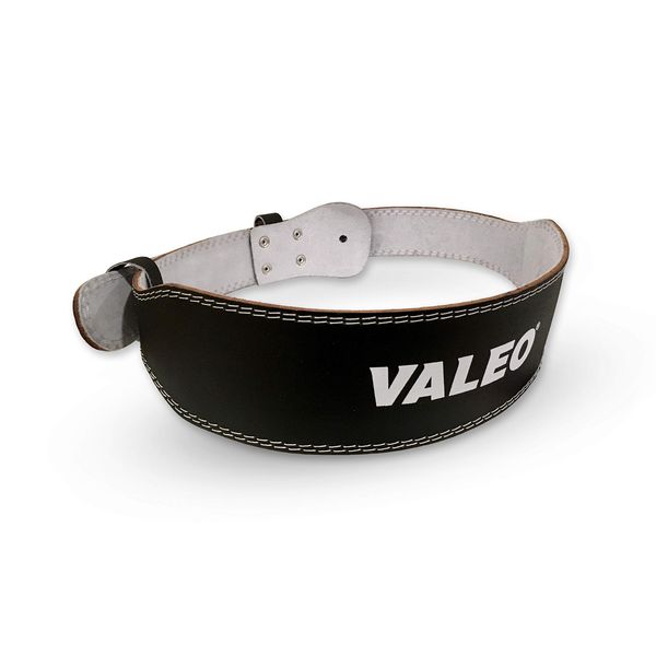 Valeo VRL4 4" Padded Leather Contoured Weightlifting Lifting Belt with Suede Lining, BLACK, X-Large