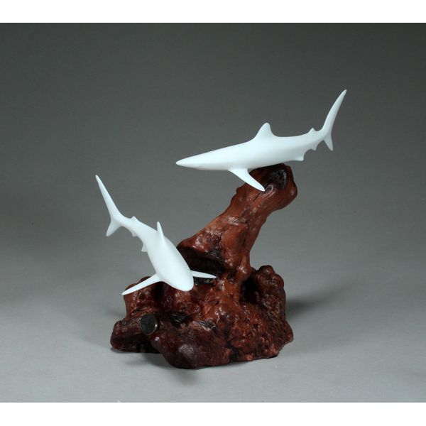BLUE SHARK DUO Sculpture from JOHN PERRY 7 in high Statue Pellucida