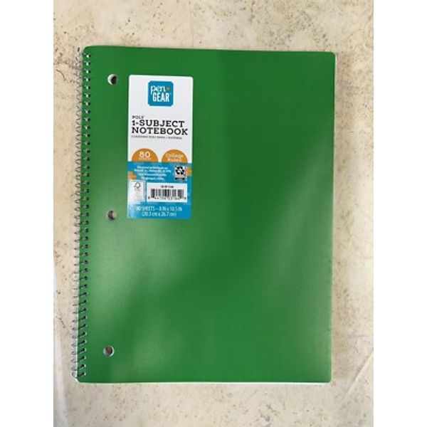 Pen + Gear Poly Notebook 80 College Ruled Sheets Green