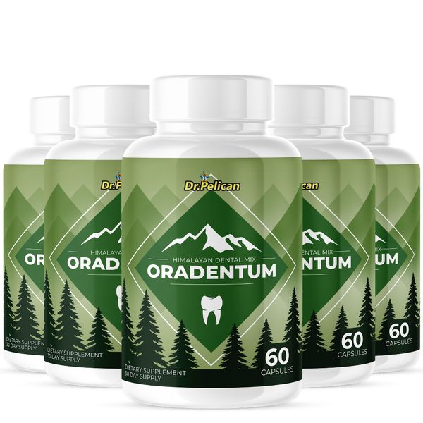 Oradentum- Oral & Digestive Support- 5 Bottles- 300 Capsules