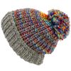 LOUDelephant Wool Knit Beanie Bobble Hat - Grey Rainbow
