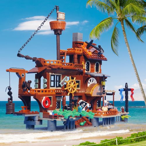 675PCS Island Storm Building Blocks Set(Compatible with Lego Pirate Ship Ships Size),Rebuild and Display Medieval Pirate's Island House and Pirate Ship,Unique Birthday Choice for 6+ Kids or Adults