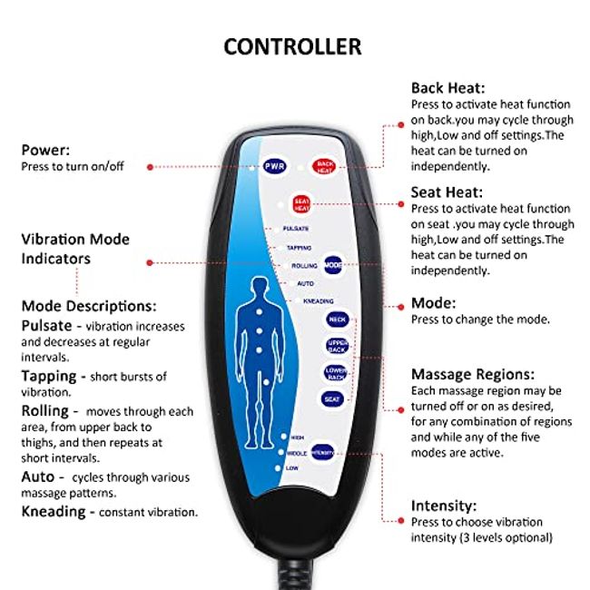 Portable Heated Back Massage Seat Cushion