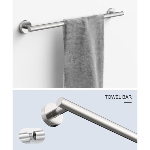 HOMEMYSTIQUE 5 Pcs Brushed Nickel Bathroom Hardware Set, SUS304 Stainless Steel 26 Inch Hand Towel Bar, Toilet Paper Holder, Towel Ring, Robe Towel Hooks Wall Mounted